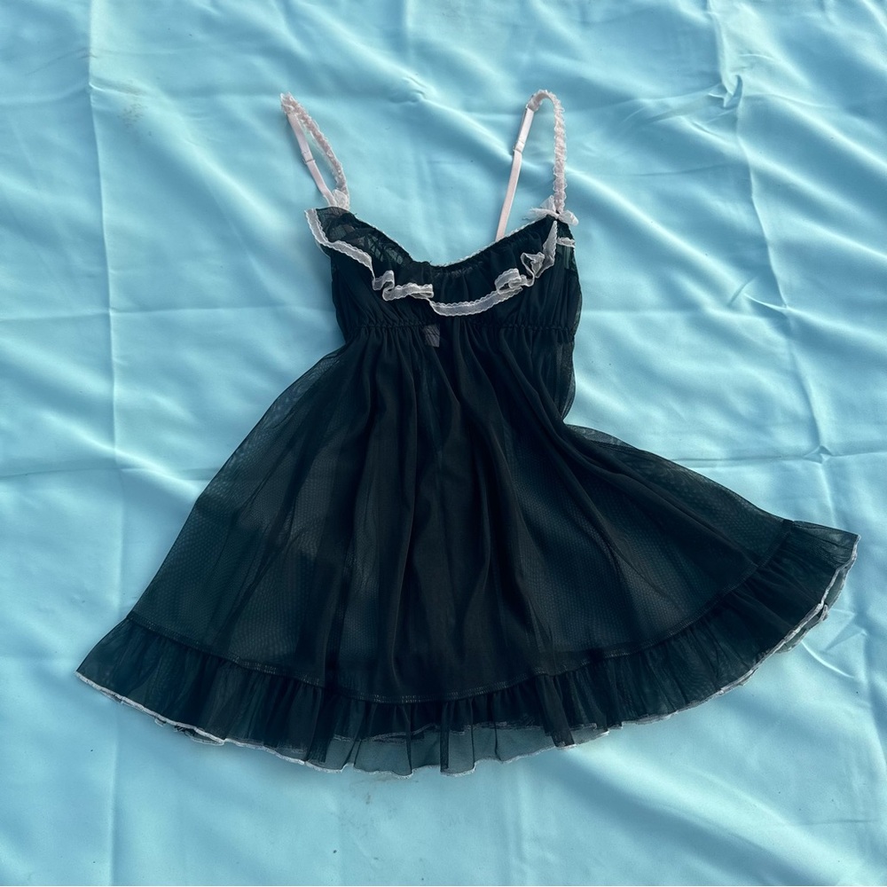 vintage y2k Victoria’s Secret black mesh babydoll
